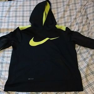Nike XL boys pull over hoodie neon green and black